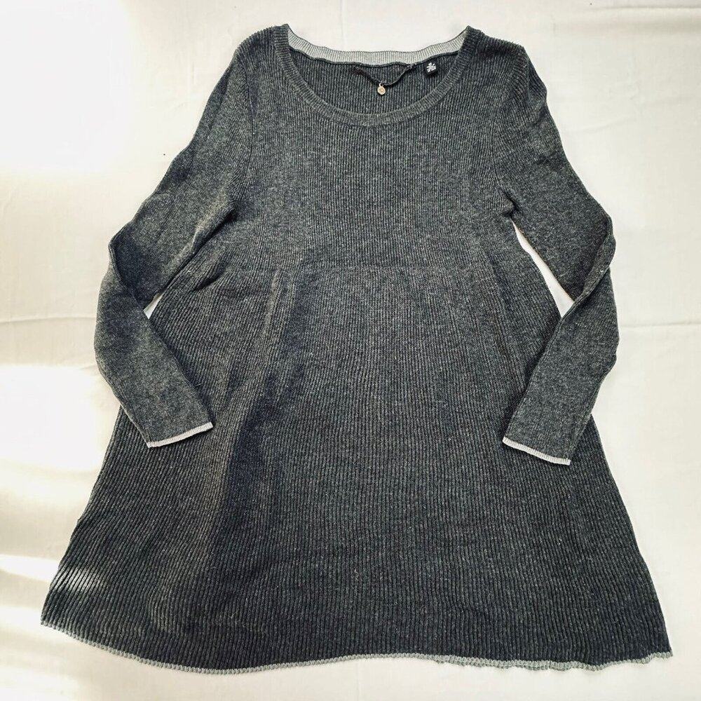 Knitted Knotted Sweater Dress XS Long Sleeve Vneck Aline Fit Flare Stretch Knit